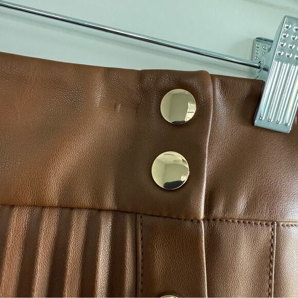 ZARA Gold Button High Waisted Accordian Pleated Mini Skirt - Picture 7 of 9